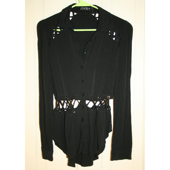 Sm. Last One! || Corseted lace up hi-lo shirts - Picture 2 of 4